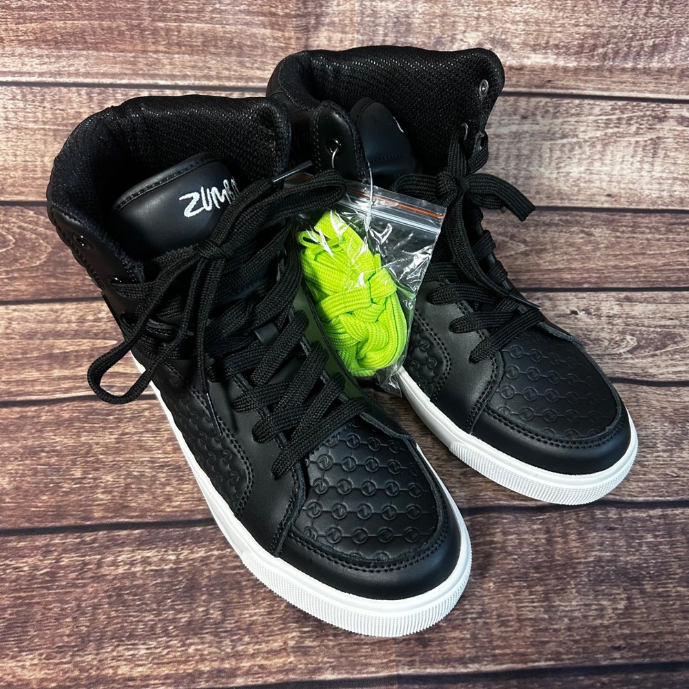 Zumba Street Boss Womens 8.5 Black High Top Dance Embossed Z Slide Sneakers 8.5
